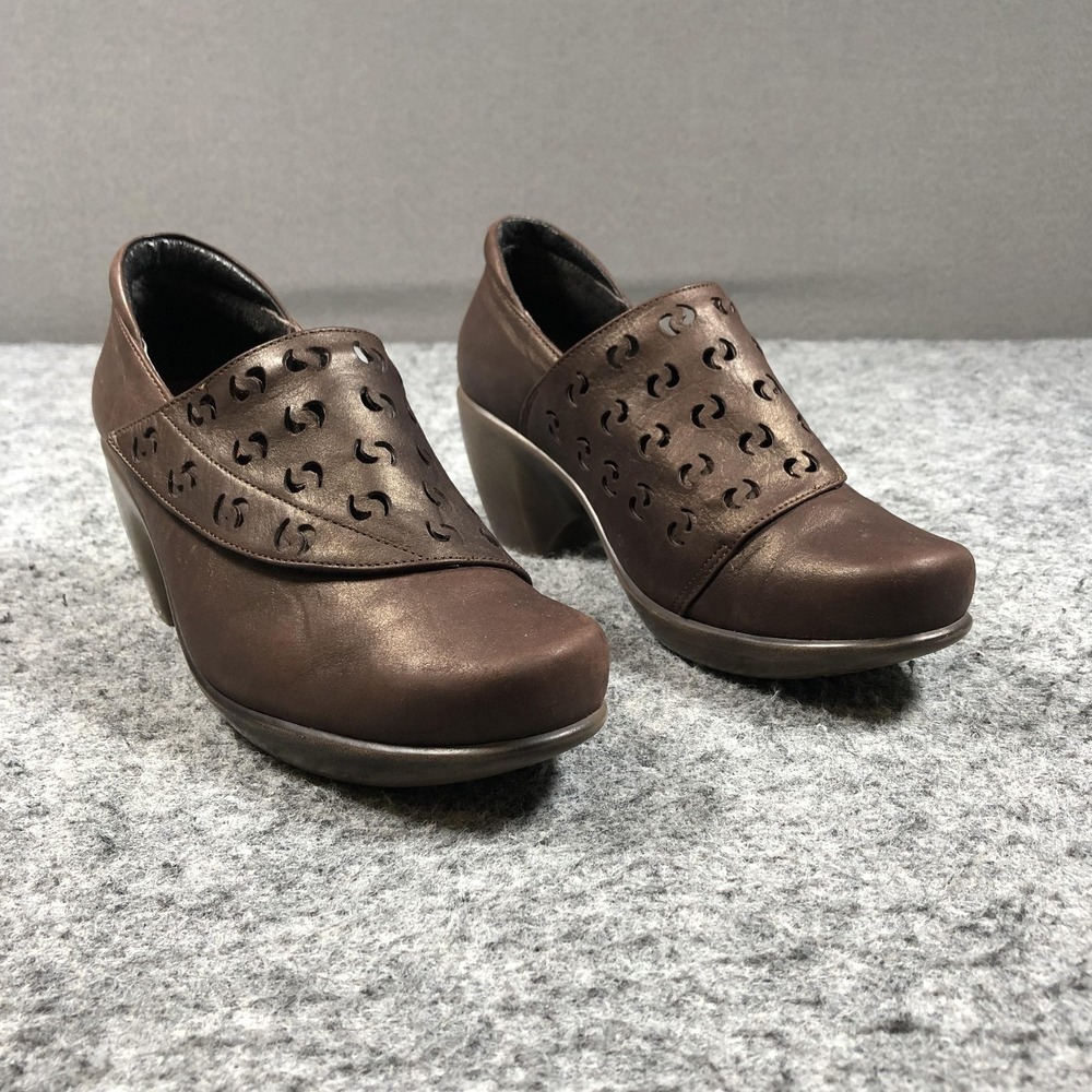 Naot Precious Pumps Womens Size 7 38 Brown Leather Slip On Comfort Block Heel